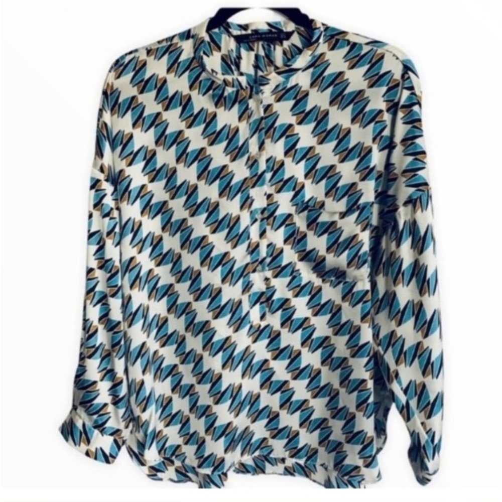Zara Geometric Patterned Blouse Sz M